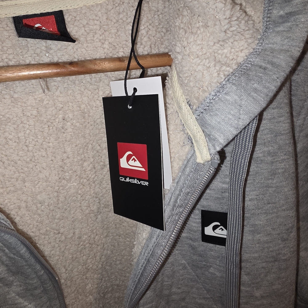 Quiksilver Gray Sherpa-Lined Zip-Up Hoodie with Hood - Picture 2 of 4
